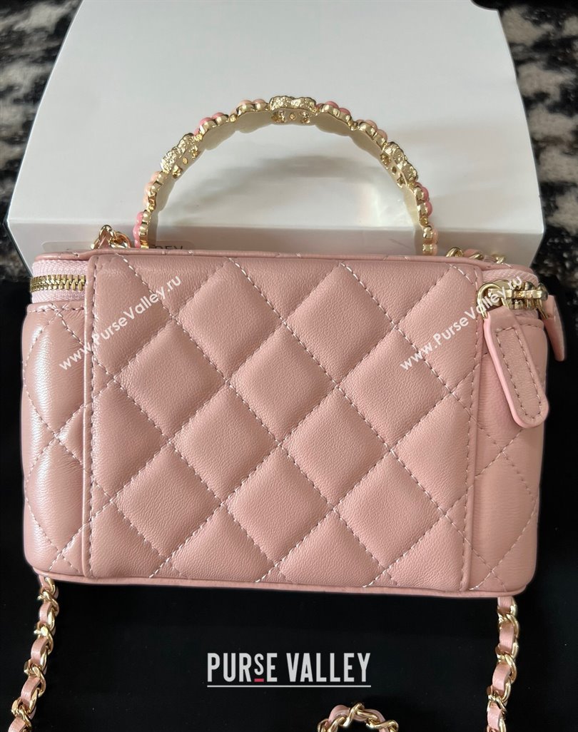 Chanel Small Vanity Case Bag with Flower Top Handle A96035 Pink 2024 (jiyuan-23112203)