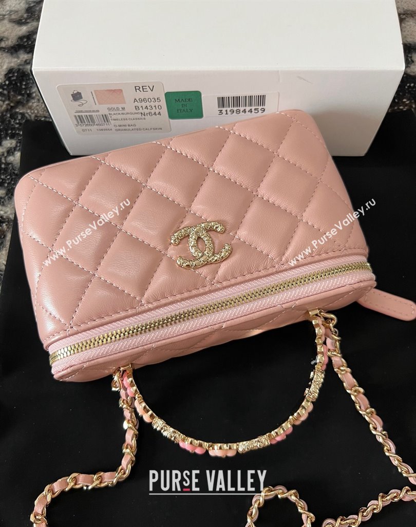 Chanel Small Vanity Case Bag with Flower Top Handle A96035 Pink 2024 (jiyuan-23112203)