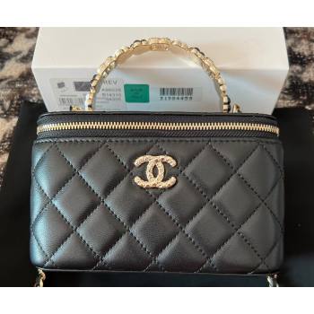 Chanel Small Vanity Case Bag with Flower Top Handle A96035 Black 2024 (jiyuan-23112201)