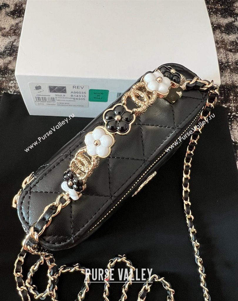 Chanel Small Vanity Case Bag with Flower Top Handle A96035 Black 2024 (jiyuan-23112201)