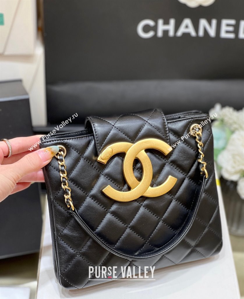 Chanel Lambskin Gold-Tone Metal Shopping Bag AS4596 Black 2024 (ORIGINAL QUALITY) (shunyang-23112204)