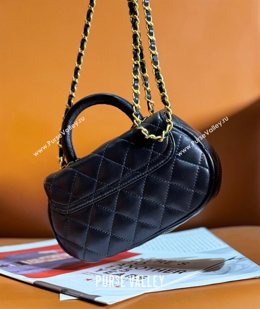 Chanel Lambskin Gold-Tone Metal Small Bag with Top Handle AS4573 Black 2024 (jiyuan-23112226)