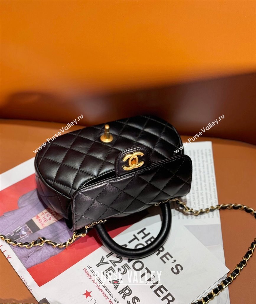 Chanel Lambskin Gold-Tone Metal Small Bag with Top Handle AS4573 Black 2024 (jiyuan-23112226)