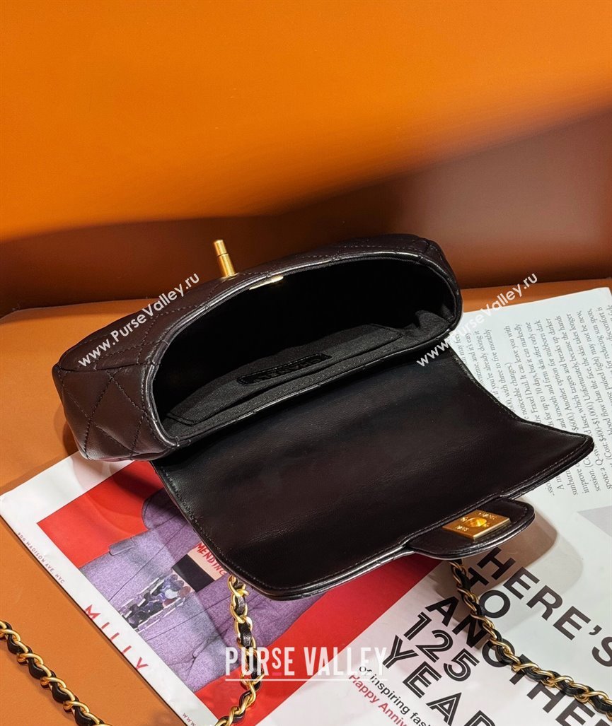 Chanel Lambskin Gold-Tone Metal Small Bag with Top Handle AS4573 Black 2024 (jiyuan-23112226)