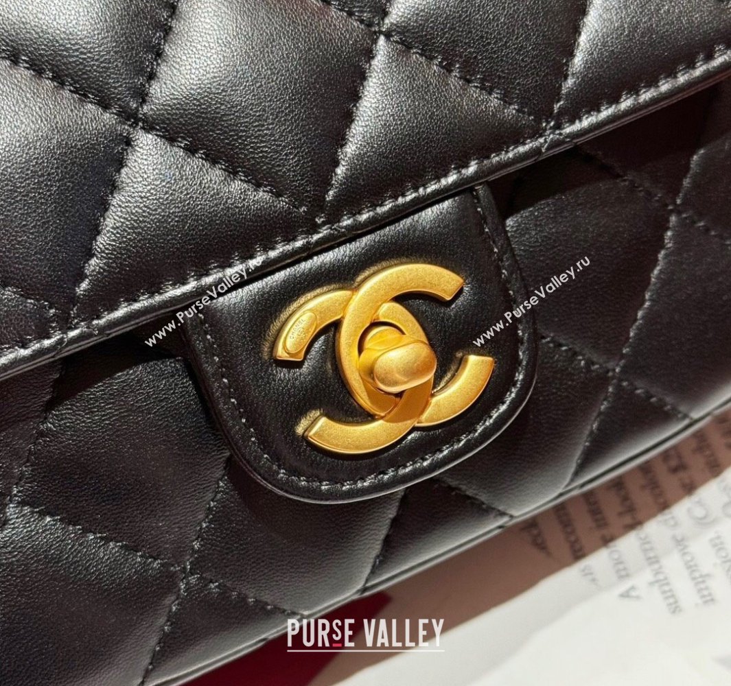 Chanel Lambskin Gold-Tone Metal Small Bag with Top Handle AS4573 Black 2024 (jiyuan-23112226)