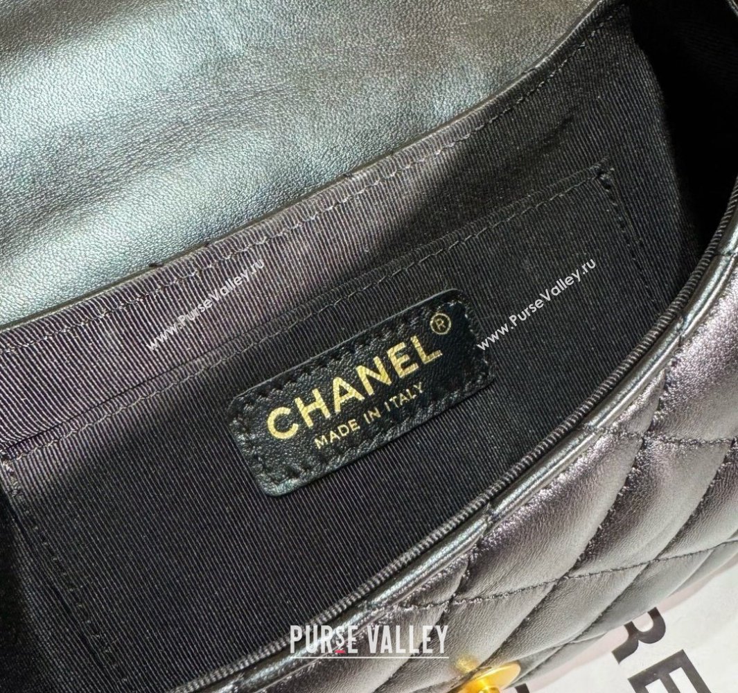 Chanel Lambskin Gold-Tone Metal Small Bag with Top Handle AS4573 Black 2024 (jiyuan-23112226)