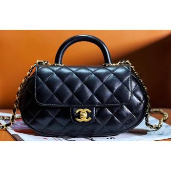 Chanel Lambskin Gold-Tone Metal Bag with Top Handle AS4569 Black 2024 (jiyuan-23112225)
