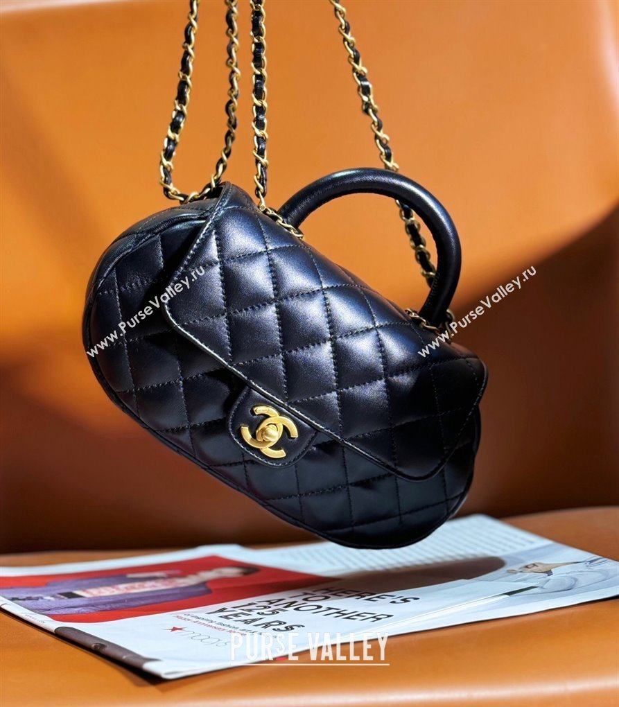 Chanel Lambskin Gold-Tone Metal Bag with Top Handle AS4569 Black 2024 (jiyuan-23112225)