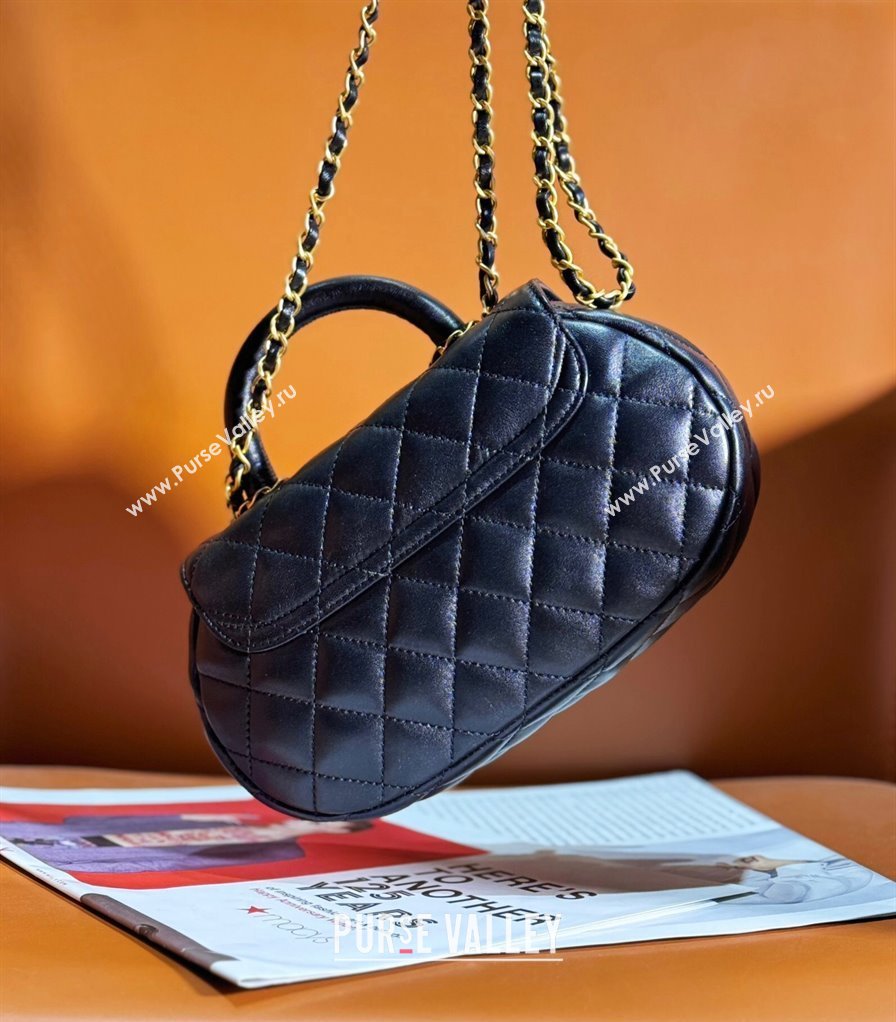 Chanel Lambskin Gold-Tone Metal Bag with Top Handle AS4569 Black 2024 (jiyuan-23112225)