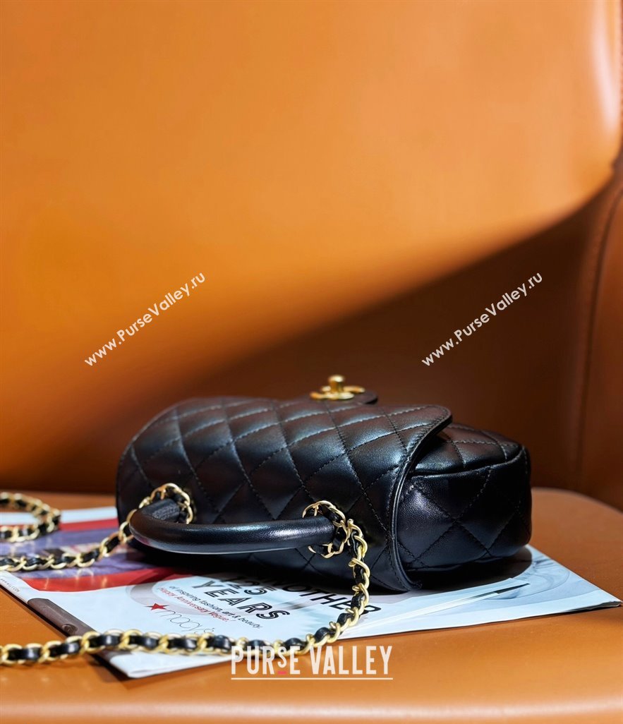 Chanel Lambskin Gold-Tone Metal Bag with Top Handle AS4569 Black 2024 (jiyuan-23112225)