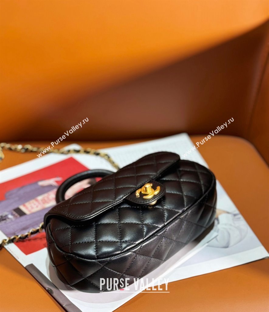 Chanel Lambskin Gold-Tone Metal Bag with Top Handle AS4569 Black 2024 (jiyuan-23112225)