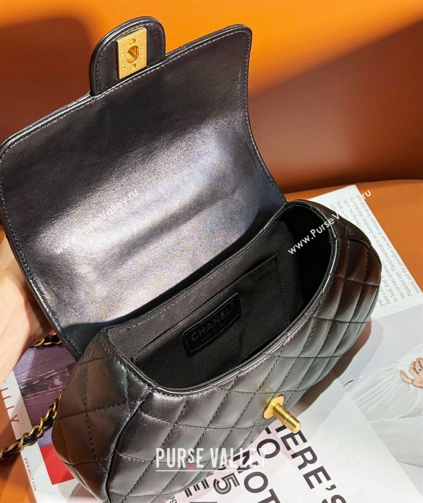 Chanel Lambskin Gold-Tone Metal Bag with Top Handle AS4569 Black 2024 (jiyuan-23112225)