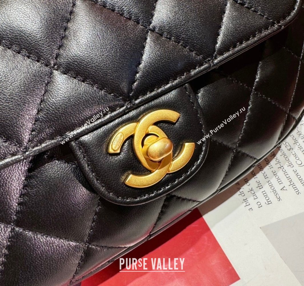 Chanel Lambskin Gold-Tone Metal Bag with Top Handle AS4569 Black 2024 (jiyuan-23112225)