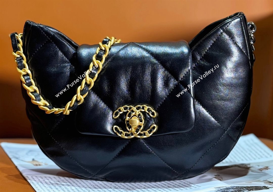 Chanel Shiny Lambskin Chanel 19 Bag AS4638 Black 2024 (jiyuan-23112210)