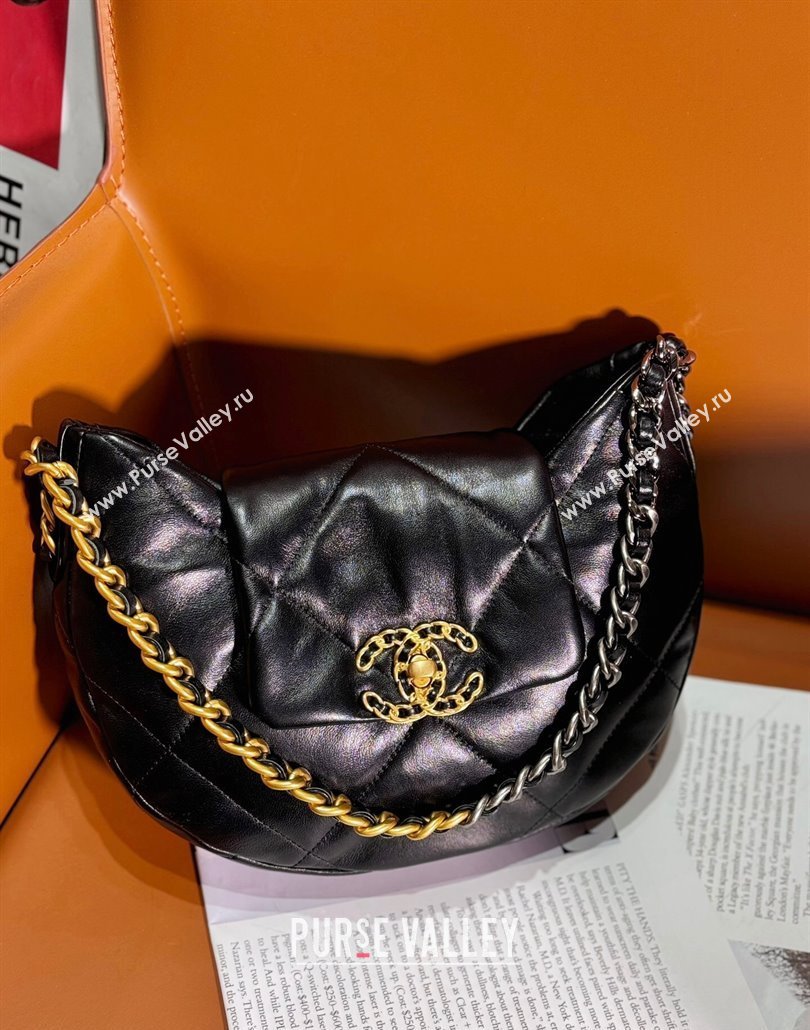 Chanel Shiny Lambskin Chanel 19 Bag AS4638 Black 2024 (jiyuan-23112210)