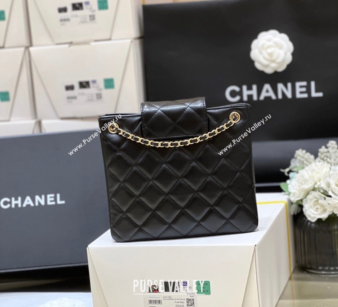 Chanel Lambskin Gold-Tone Metal Shopping Bag AS4596 Black 2024 (ORIGINAL QUALITY) (shunyang-23112204)