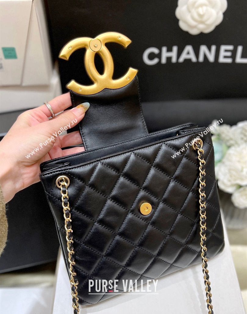 Chanel Lambskin Gold-Tone Metal Shopping Bag AS4596 Black 2024 (ORIGINAL QUALITY) (shunyang-23112204)