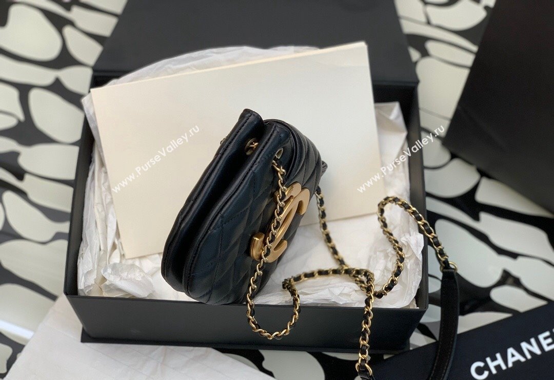 Chanel Lambskin Gold-Tone Metal Small Messenger Bag AS4609 Black 2024 (jiyuan-23112212)