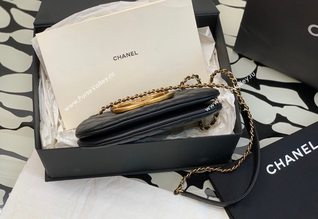 Chanel Lambskin Gold-Tone Metal Small Messenger Bag AS4609 Black 2024 (jiyuan-23112212)