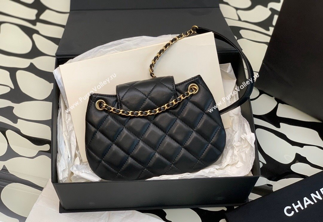 Chanel Lambskin Gold-Tone Metal Small Messenger Bag AS4609 Black 2024 (jiyuan-23112212)