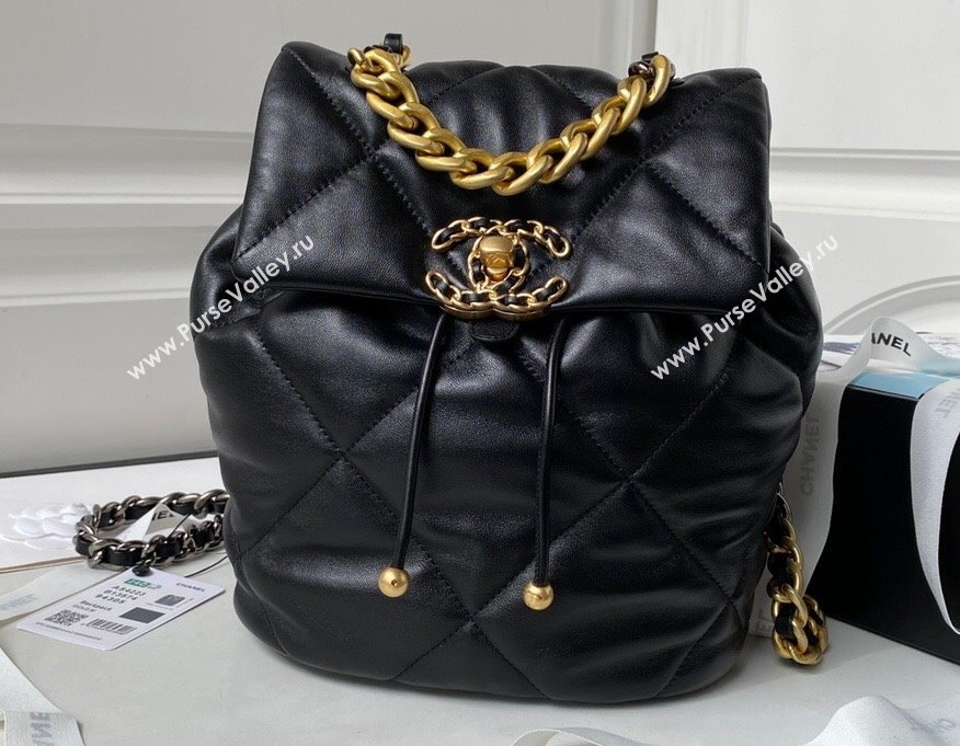 Chanel Shiny Lambskin Chanel 19 Backpack Bag AS4223 Black 2024 (jiyuan-23112215)