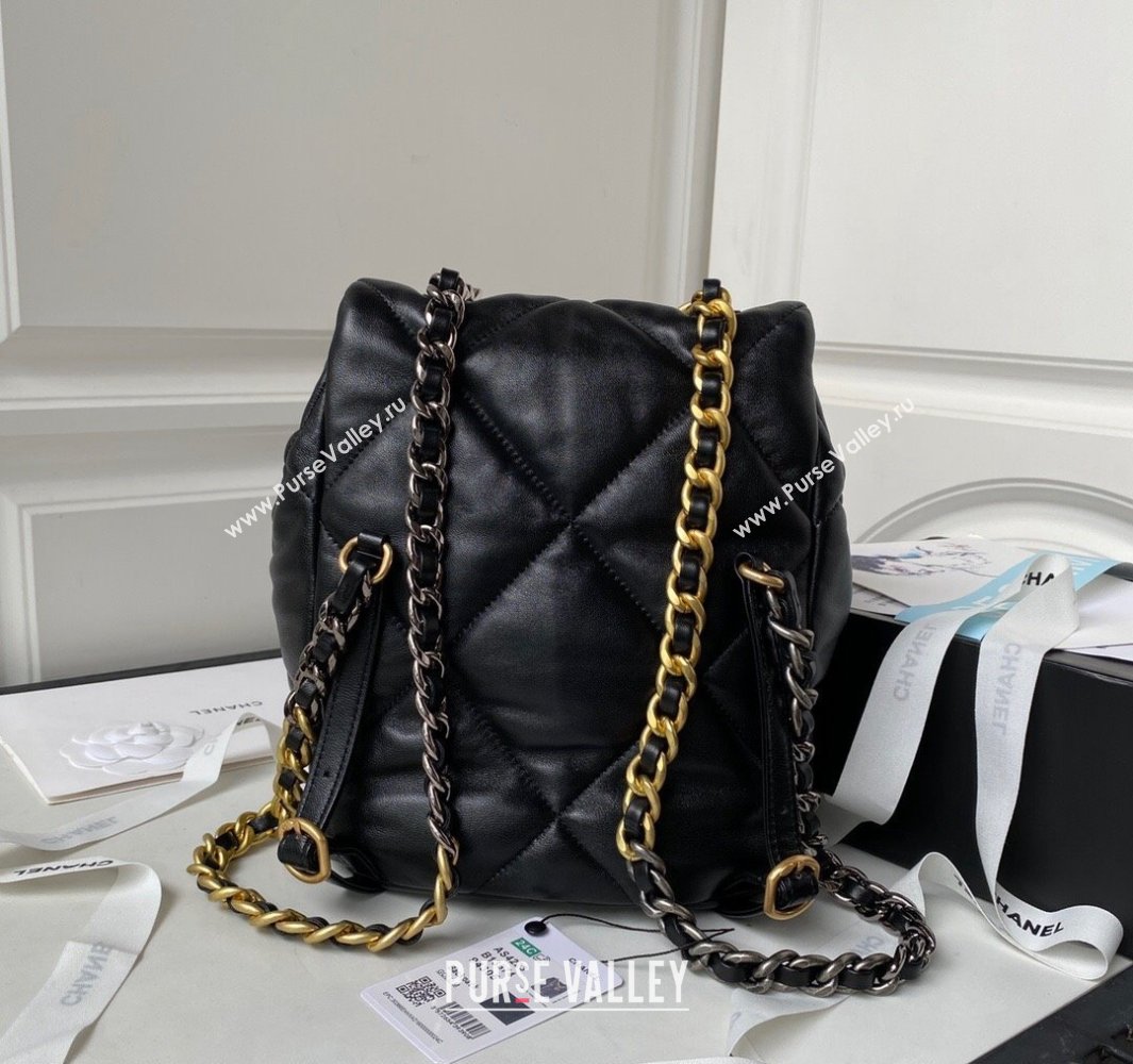 Chanel Shiny Lambskin Chanel 19 Backpack Bag AS4223 Black 2024 (jiyuan-23112215)