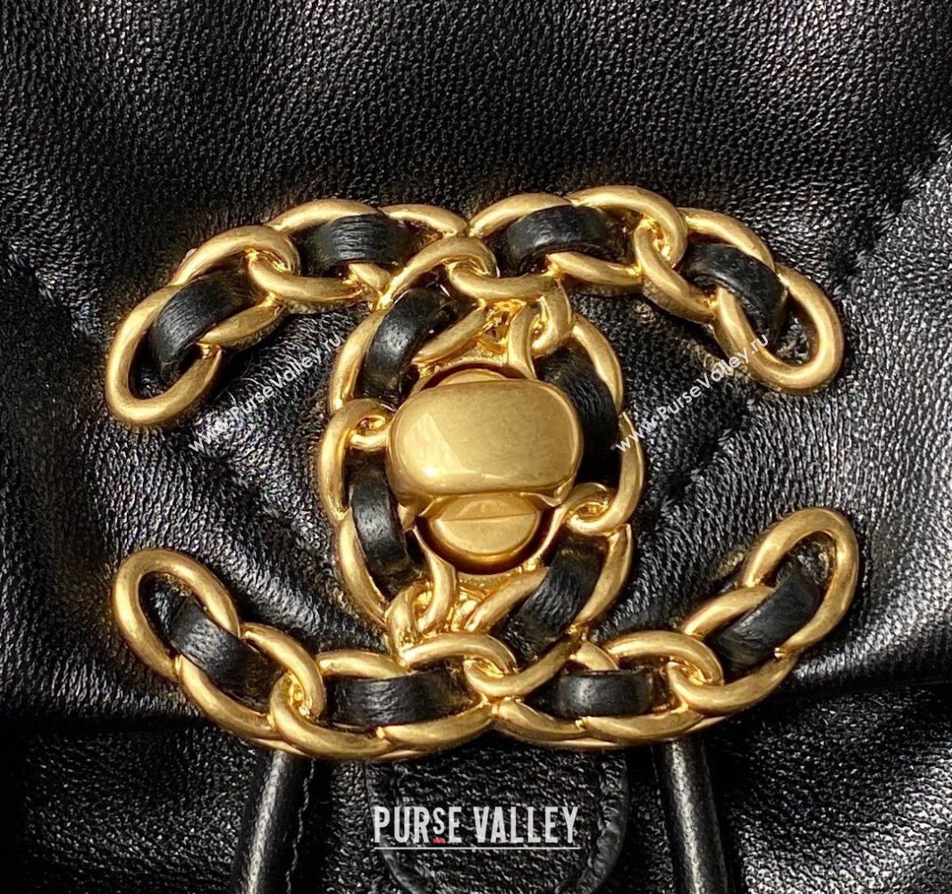 Chanel Shiny Lambskin Chanel 19 Backpack Bag AS4223 Black 2024 (jiyuan-23112215)