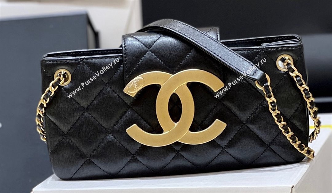 Chanel Lambskin Gold-Tone Metal Baguette Bag AS4611 Black 2024 (ORIGINAL QUALITY) (shunyang-23112205)