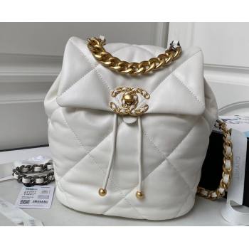 Chanel Shiny Lambskin Chanel 19 Backpack Bag AS4223 White 2024 (jiyuan-23112216)