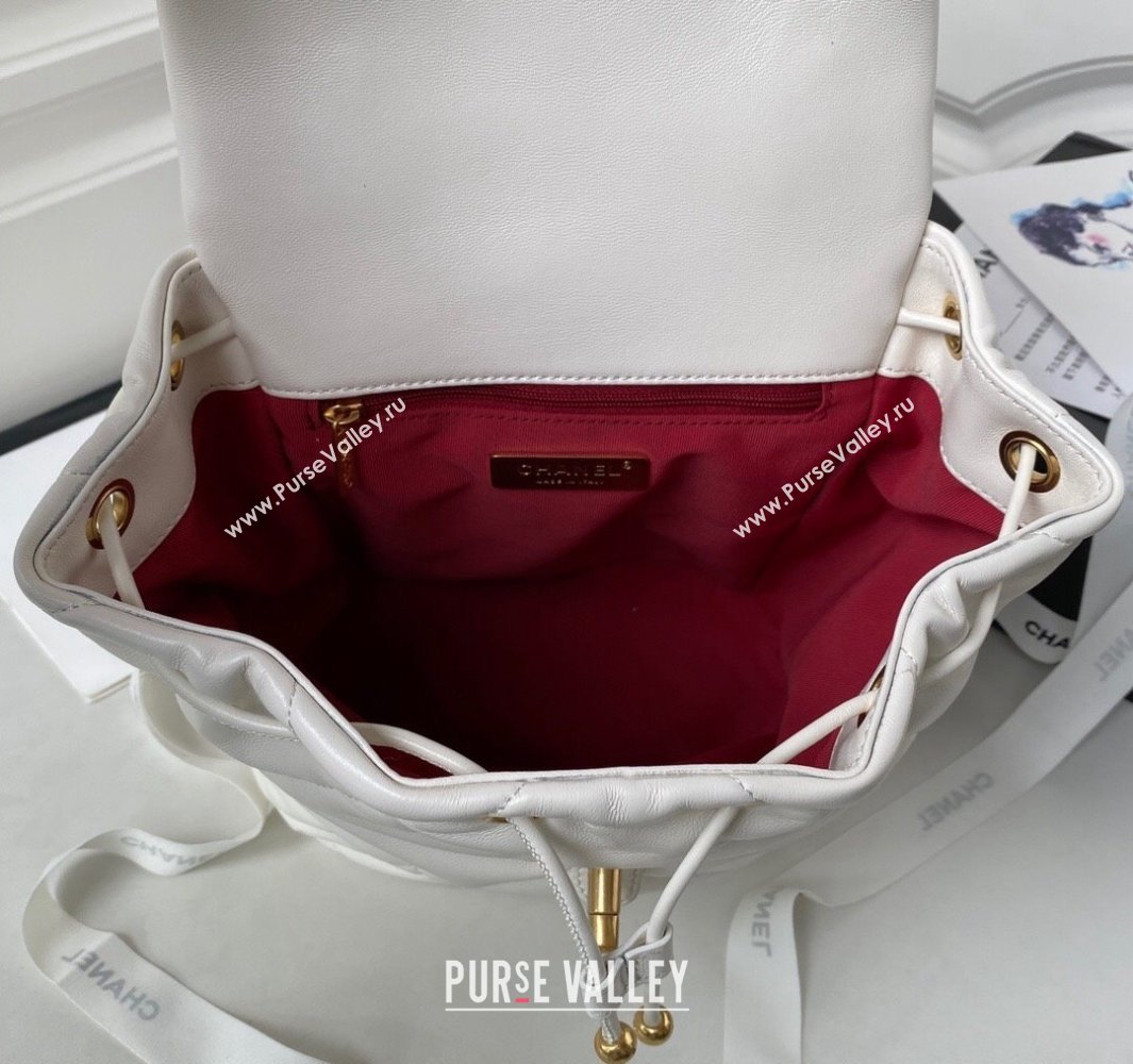 Chanel Shiny Lambskin Chanel 19 Backpack Bag AS4223 White 2024 (jiyuan-23112216)