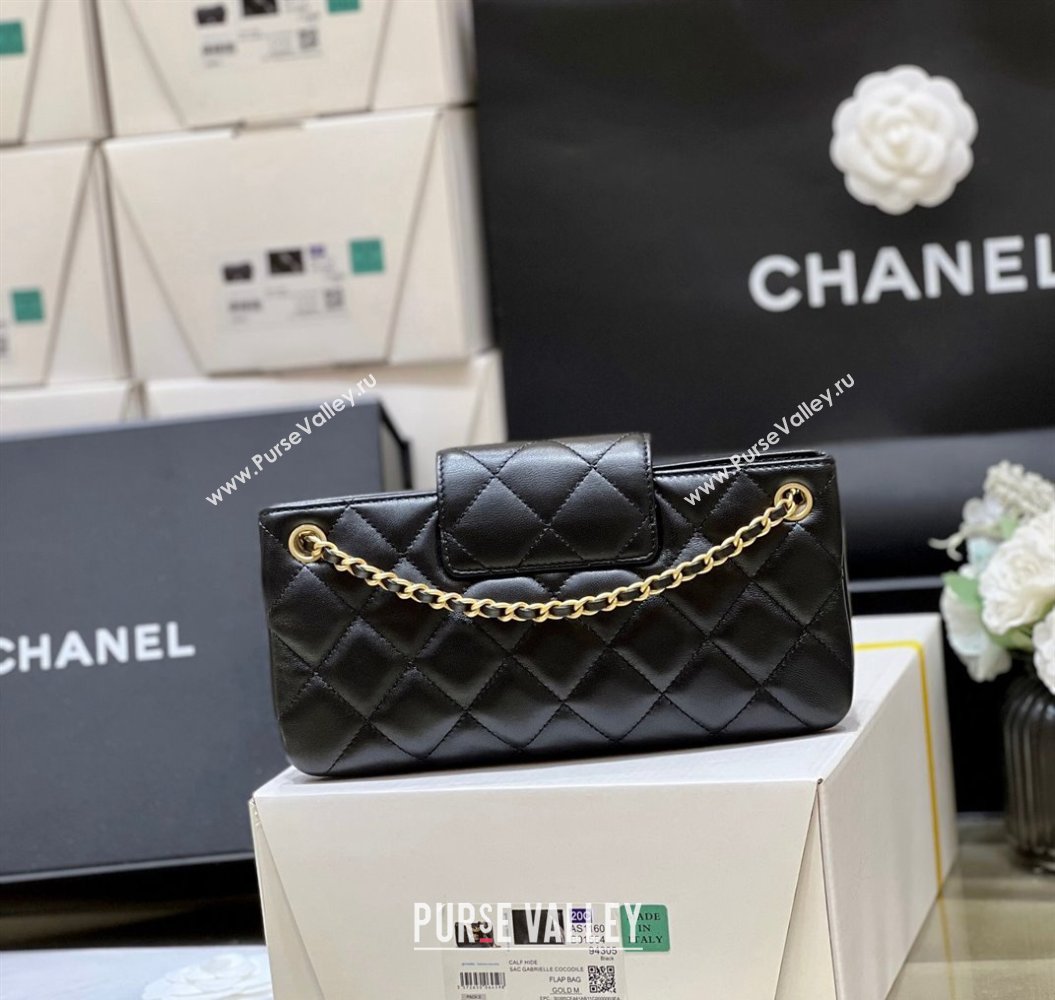 Chanel Lambskin Gold-Tone Metal Baguette Bag AS4611 Black 2024 (ORIGINAL QUALITY) (shunyang-23112205)
