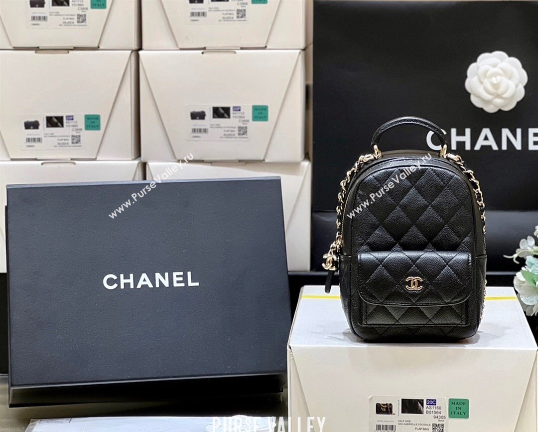 Chanel Grained Calfskin Mini Backpack Bag AP3753 Black 2024 (ORIGINAL QUALITY) (shunyang-23112201)