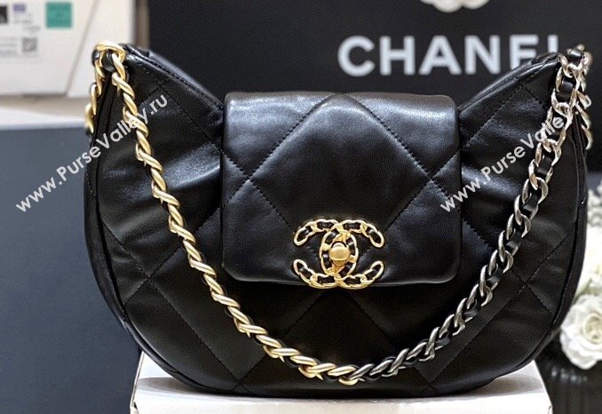 Chanel Shiny Lambskin Chanel 19 Bag AS4638 Black 2024 (ORIGINAL QUALITY) (shunyang-23112202)