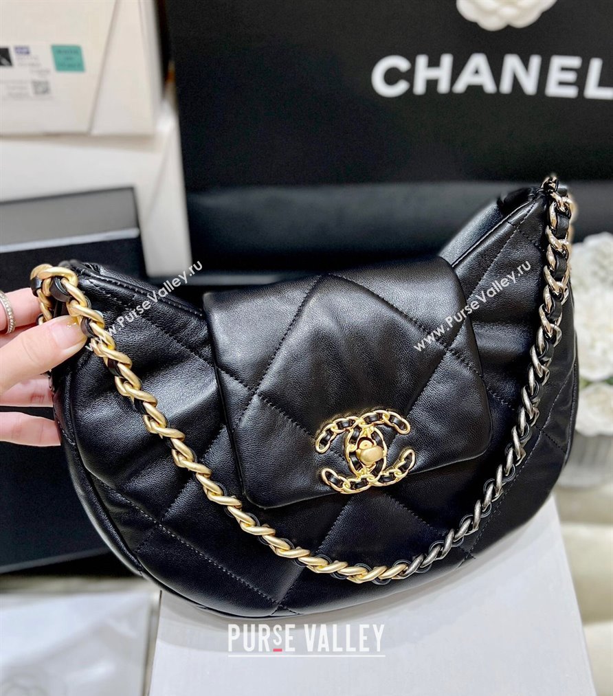 Chanel Shiny Lambskin Chanel 19 Bag AS4638 Black 2024 (ORIGINAL QUALITY) (shunyang-23112202)