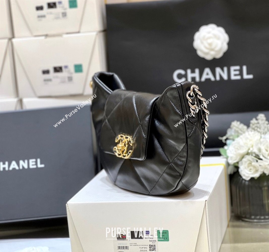 Chanel Shiny Lambskin Chanel 19 Bag AS4638 Black 2024 (ORIGINAL QUALITY) (shunyang-23112202)