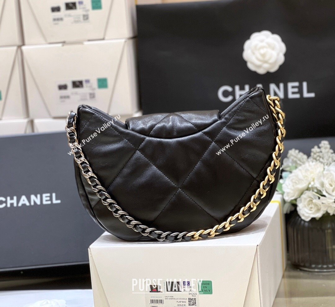 Chanel Shiny Lambskin Chanel 19 Bag AS4638 Black 2024 (ORIGINAL QUALITY) (shunyang-23112202)