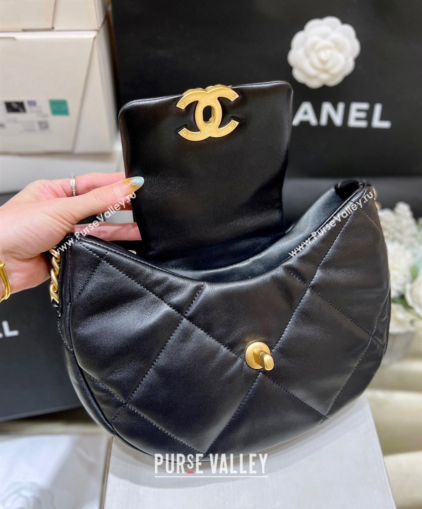 Chanel Shiny Lambskin Chanel 19 Bag AS4638 Black 2024 (ORIGINAL QUALITY) (shunyang-23112202)