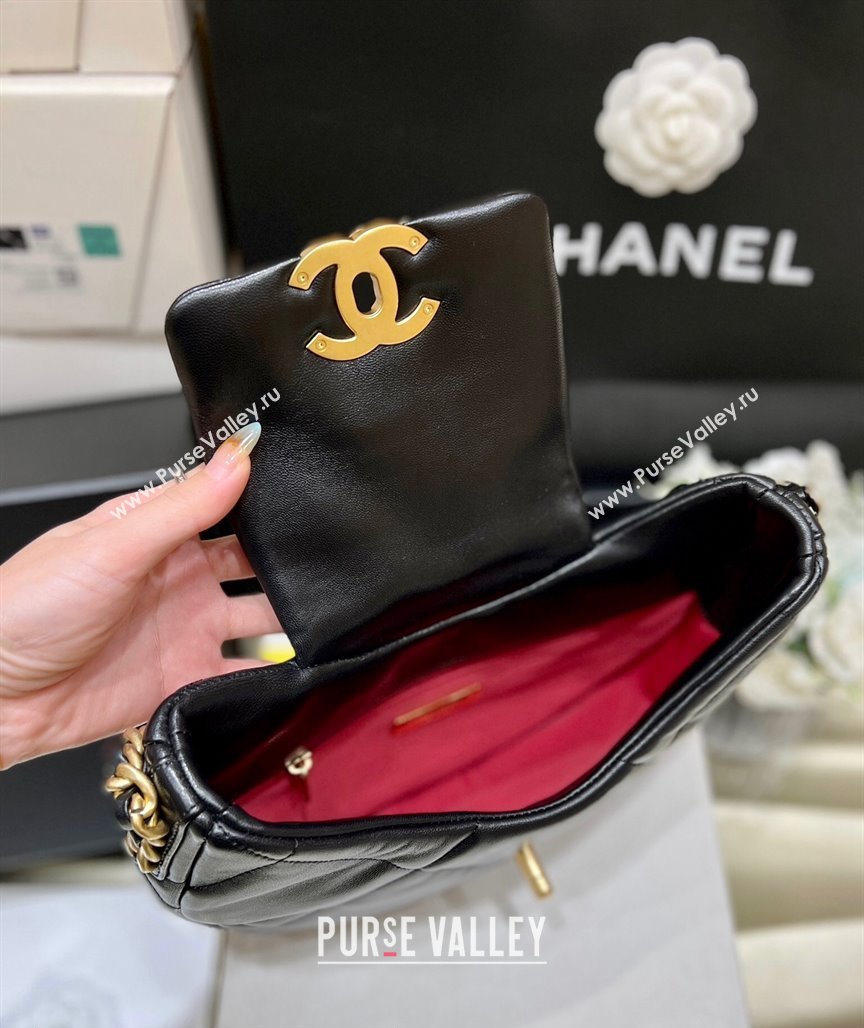Chanel Shiny Lambskin Chanel 19 Bag AS4638 Black 2024 (ORIGINAL QUALITY) (shunyang-23112202)