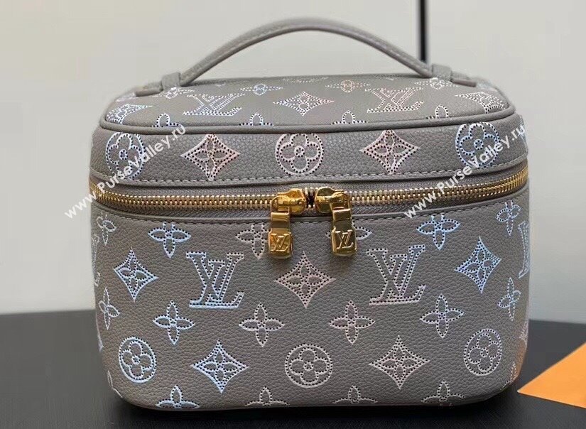 Louis Vuitton Mahina perforated calfskin leather Nice Mini Bag M23550 Flight Mode Gray 2024 (kiki-23112204)
