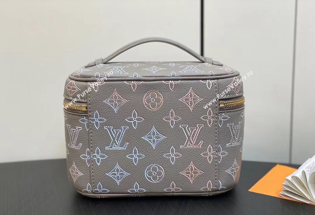 Louis Vuitton Mahina perforated calfskin leather Nice Mini Bag M23550 Flight Mode Gray 2024 (kiki-23112204)