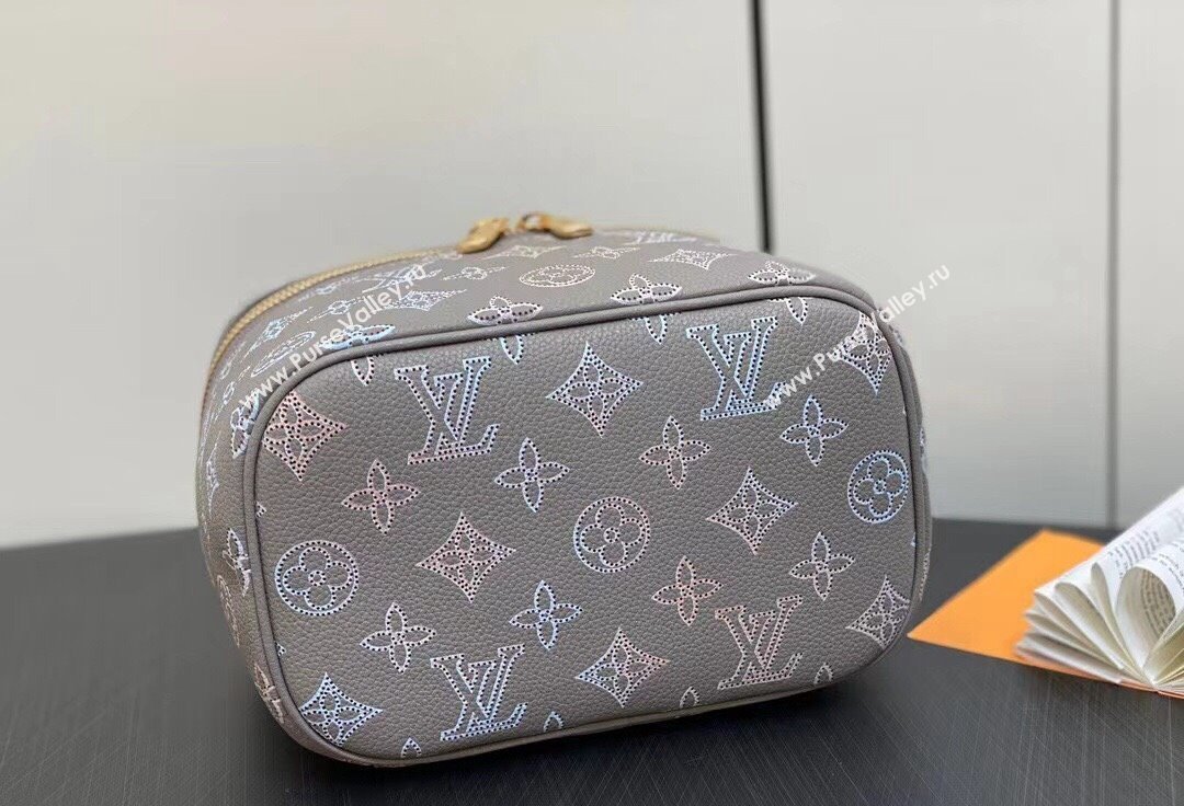 Louis Vuitton Mahina perforated calfskin leather Nice Mini Bag M23550 Flight Mode Gray 2024 (kiki-23112204)