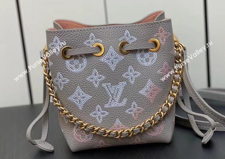 Louis Vuitton Mahina perforated calfskin leather Pico Bella Bag M82731 Flight Mode Gray 2024 (kiki-23112203)