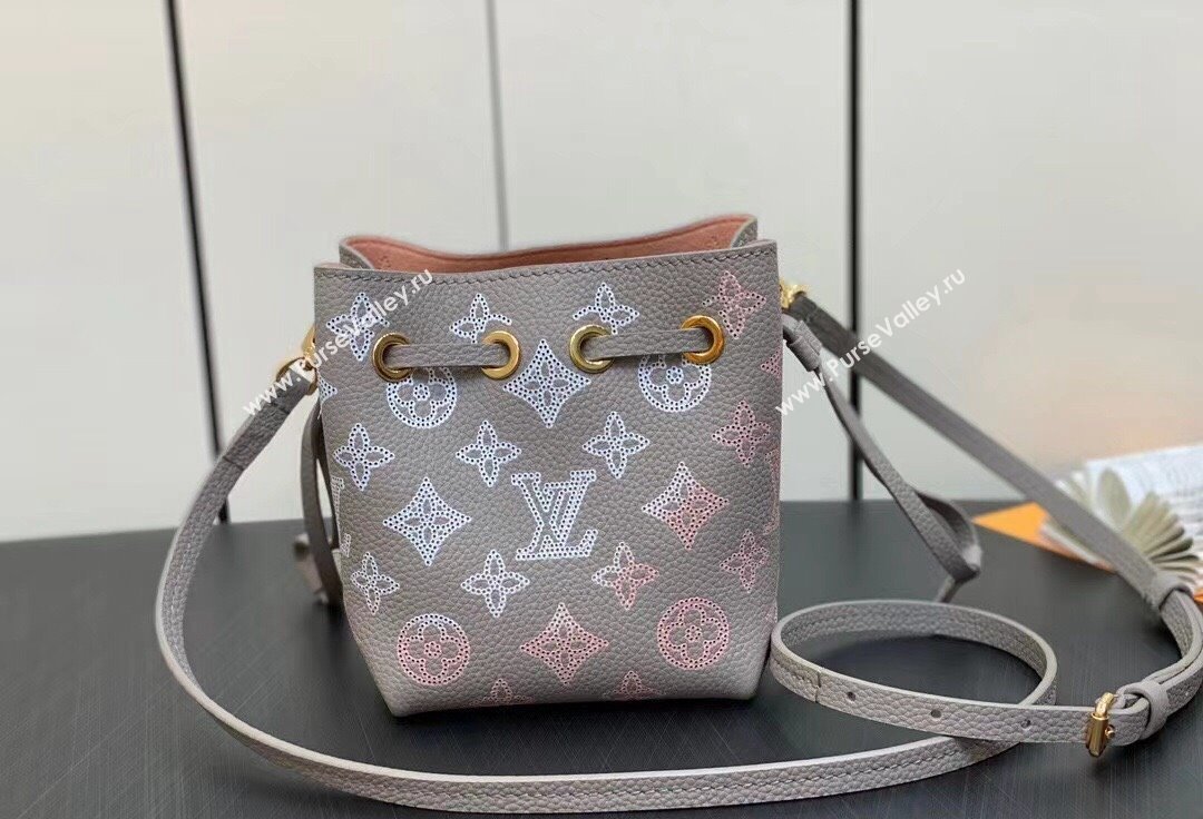 Louis Vuitton Mahina perforated calfskin leather Pico Bella Bag M82731 Flight Mode Gray 2024 (kiki-23112203)