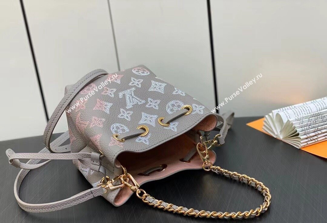 Louis Vuitton Mahina perforated calfskin leather Pico Bella Bag M82731 Flight Mode Gray 2024 (kiki-23112203)