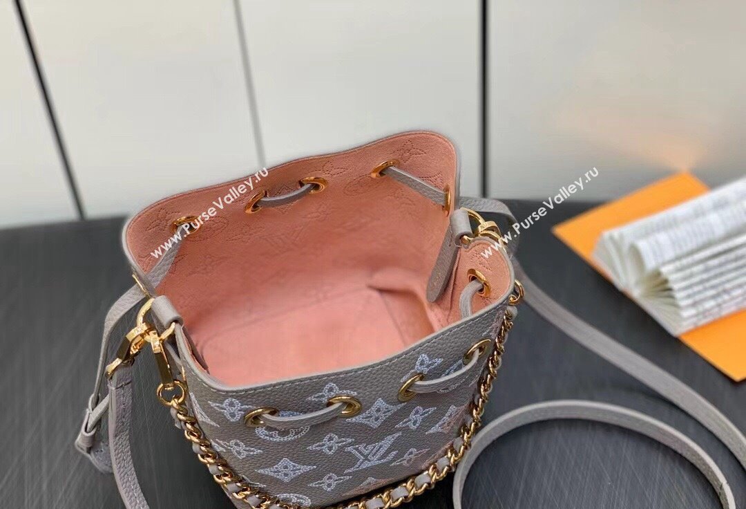 Louis Vuitton Mahina perforated calfskin leather Pico Bella Bag M82731 Flight Mode Gray 2024 (kiki-23112203)