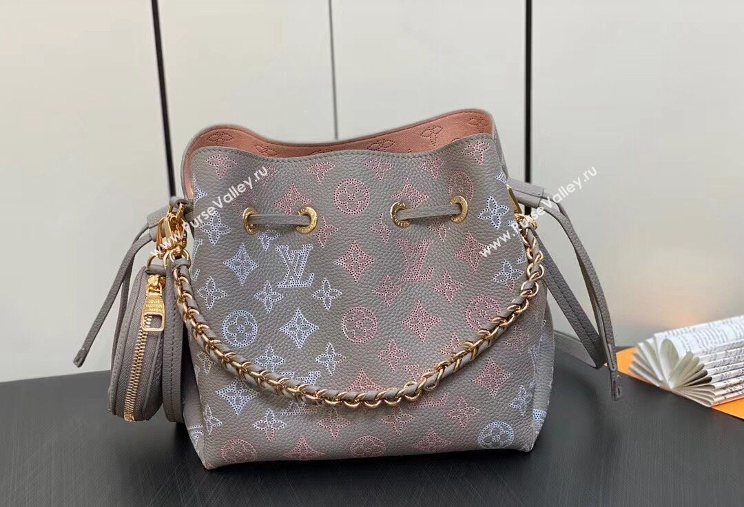 Louis Vuitton Mahina perforated calfskin leather Bella Bag M23388 Flight Mode Gray 2024 (kiki-23112202)
