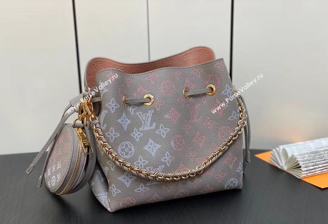 Louis Vuitton Mahina perforated calfskin leather Bella Bag M23388 Flight Mode Gray 2024 (kiki-23112202)