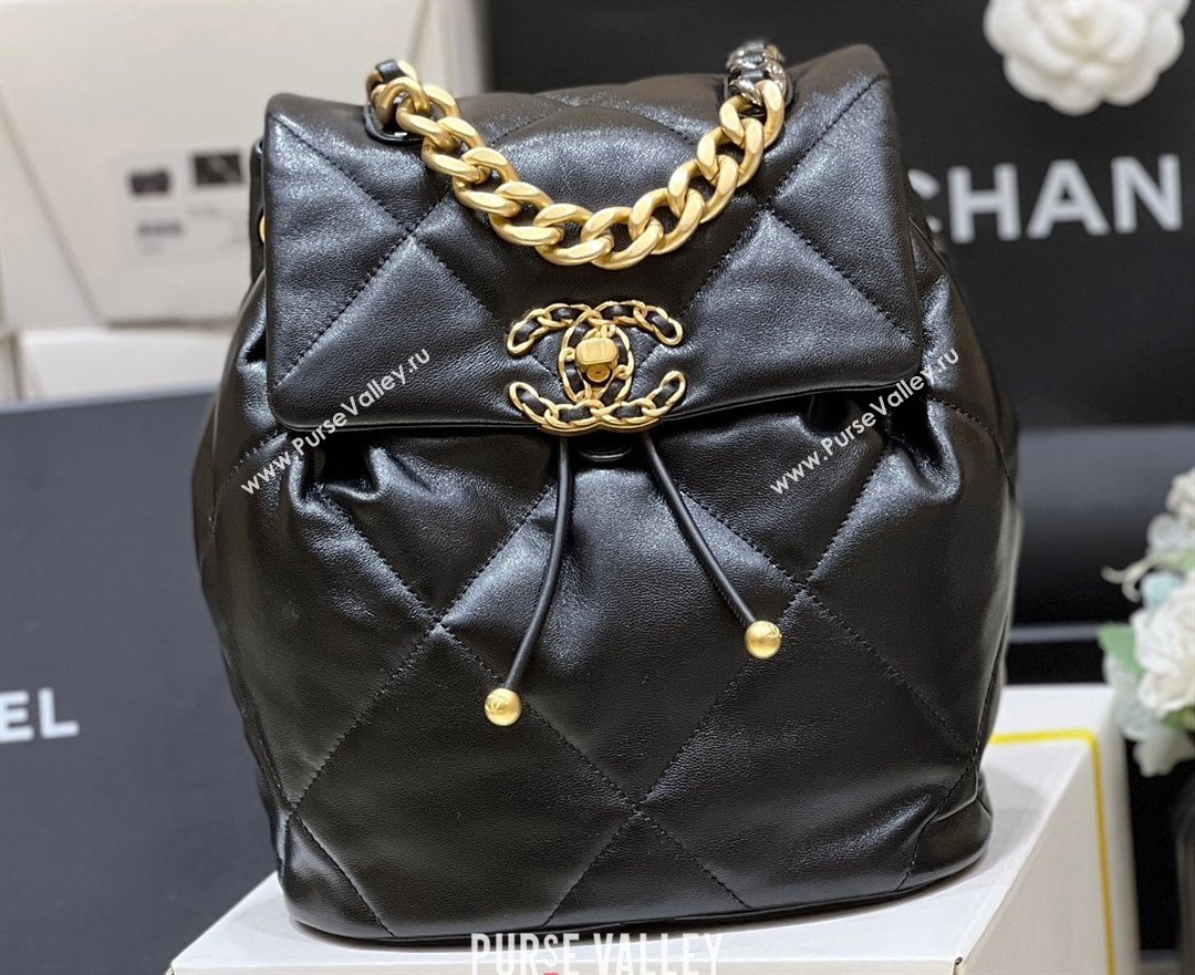 Chanel Shiny Lambskin Chanel 19 Backpack Bag AS4223 Black 2024 (ORIGINAL QUALITY) (shunyang-23112203)