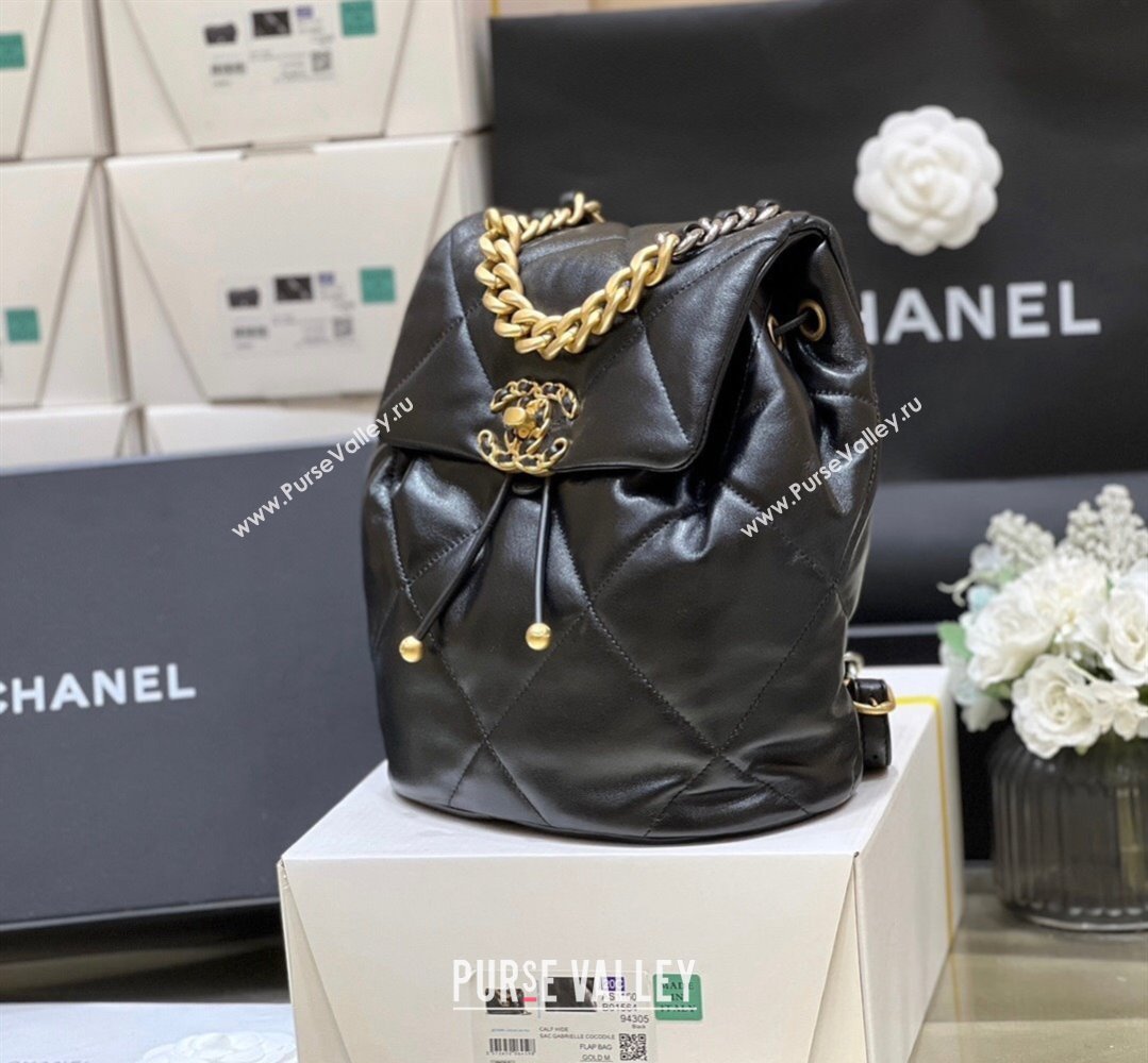 Chanel Shiny Lambskin Chanel 19 Backpack Bag AS4223 Black 2024 (ORIGINAL QUALITY) (shunyang-23112203)