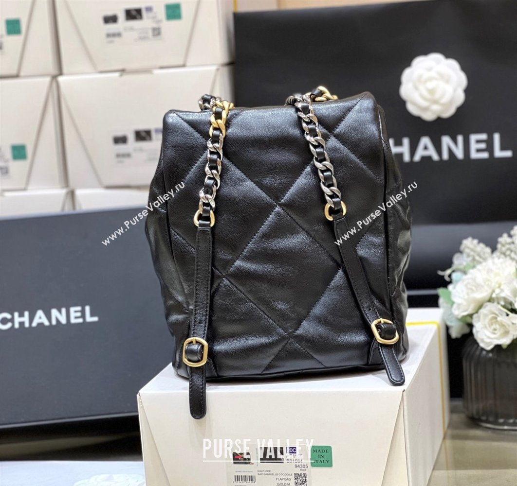 Chanel Shiny Lambskin Chanel 19 Backpack Bag AS4223 Black 2024 (ORIGINAL QUALITY) (shunyang-23112203)